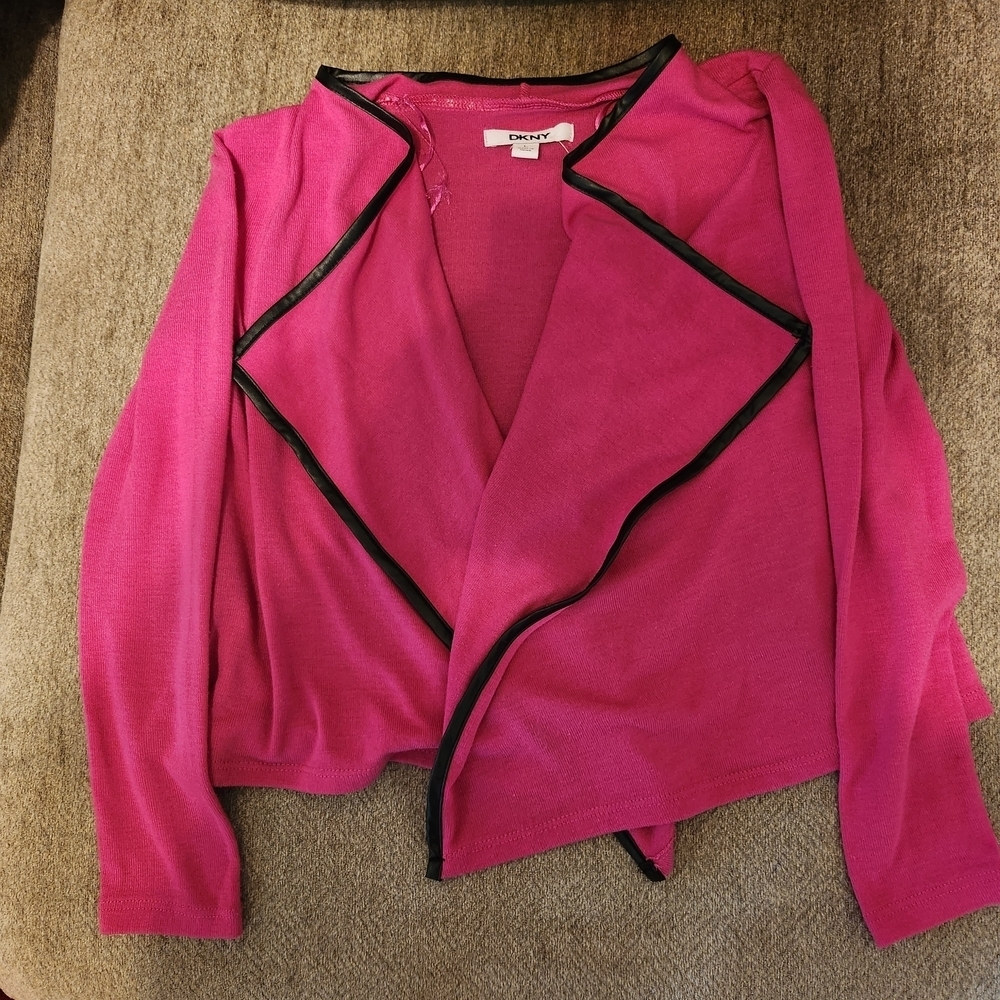 DKNY Women's Pink Open Front Sweater?